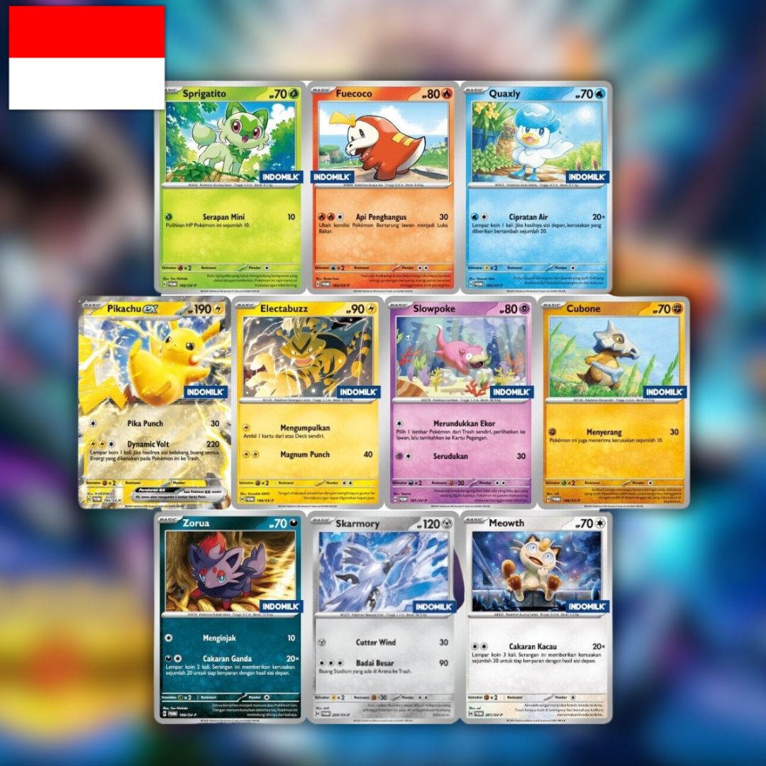 Lot de cartes Pokémon Stamp Indomilk - Indonésien